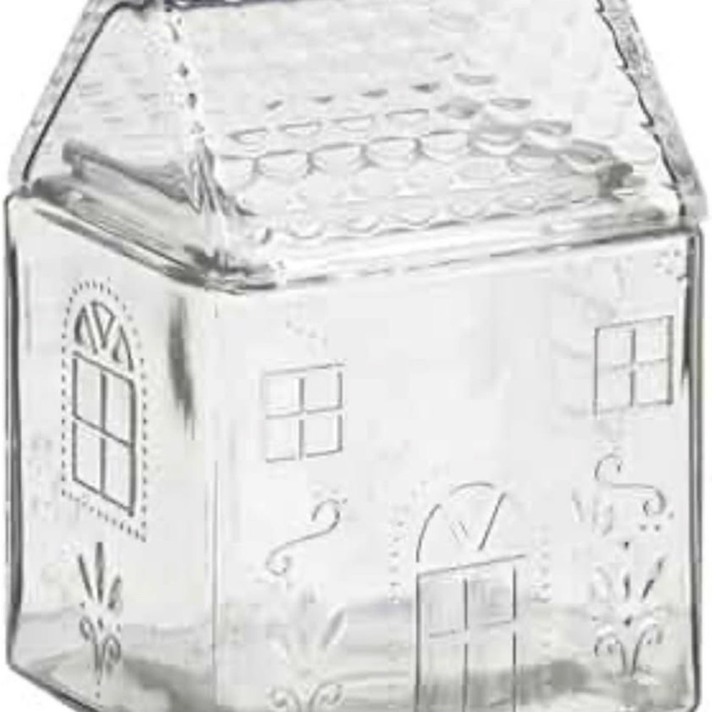 Clear Glass Gingerbread House Jar - Picture 2 of 3